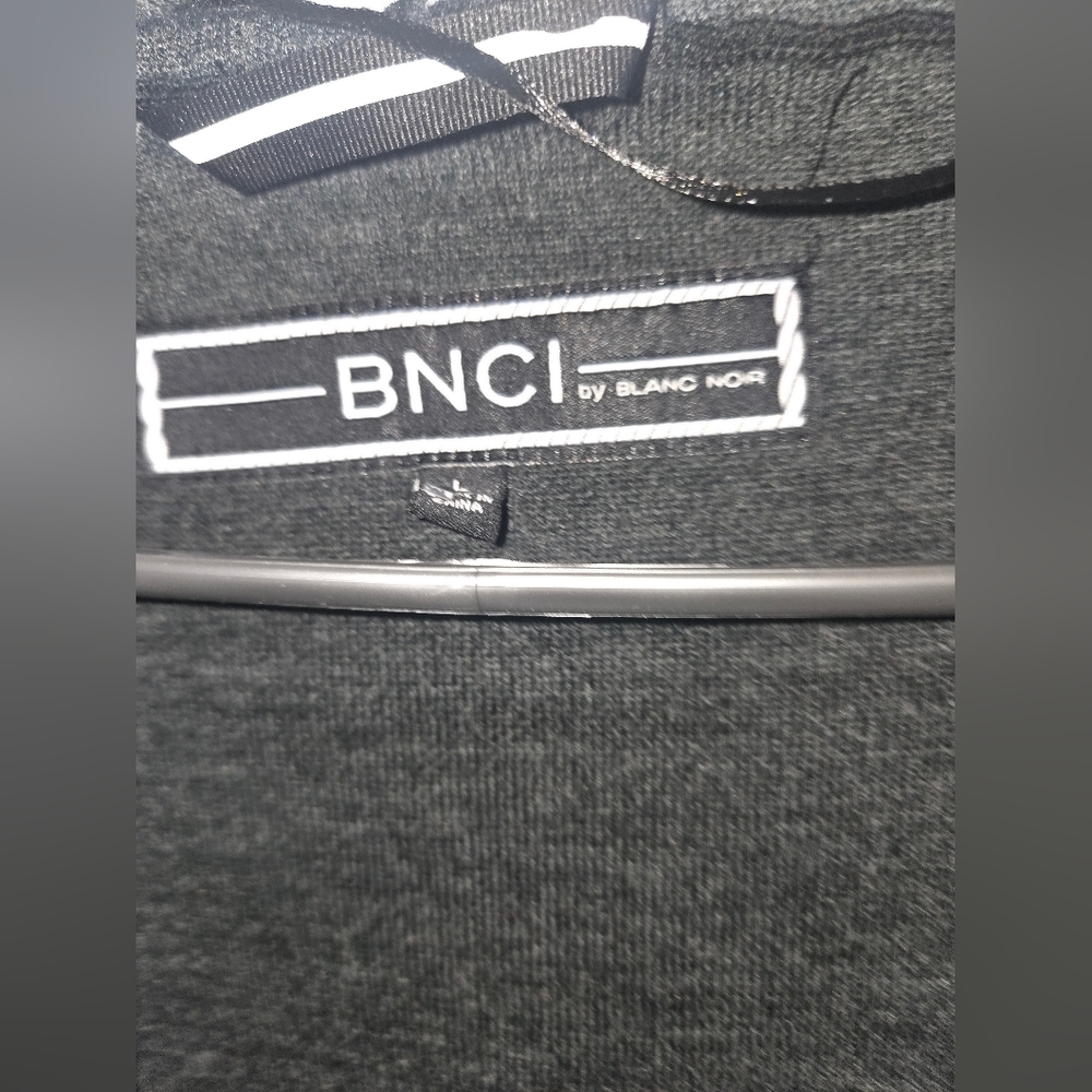 Black and Gray Hooded Cardigan By BNCI  Size Large Soft Fabric - Picture 3 of 4